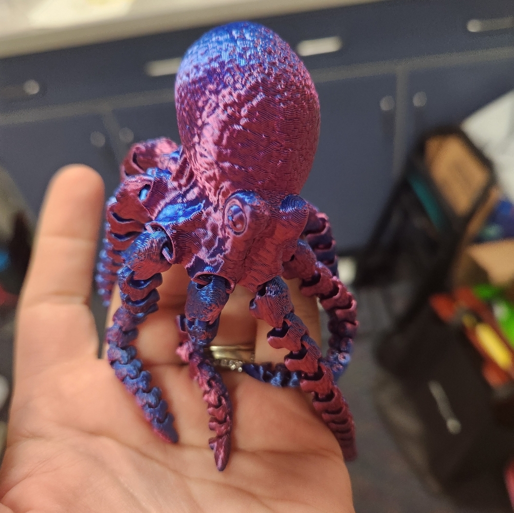 3D Printed Vibrant Purple and Blue Octopus